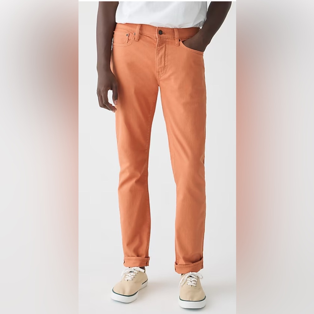 J.Crew men’s 484 Slim-fit garment-dyed five-pocket pant | Dusty Orange | 36x32
